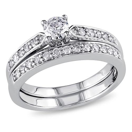 Loveblooms(tm)  Round White 1/2ctw. Diamonds Bridal Ring Set