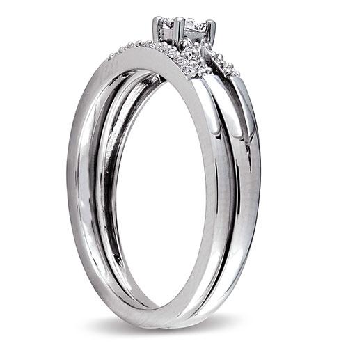 Loveblooms(tm) Princess & Round Diamond Bridal Ring Set alternate view