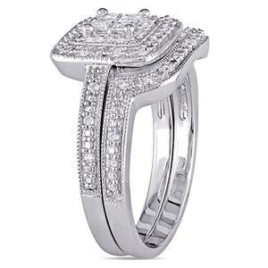Loveblooms(tm) Princess & Round 1/3ctw. Diamond Bridal Ring Set alternate view
