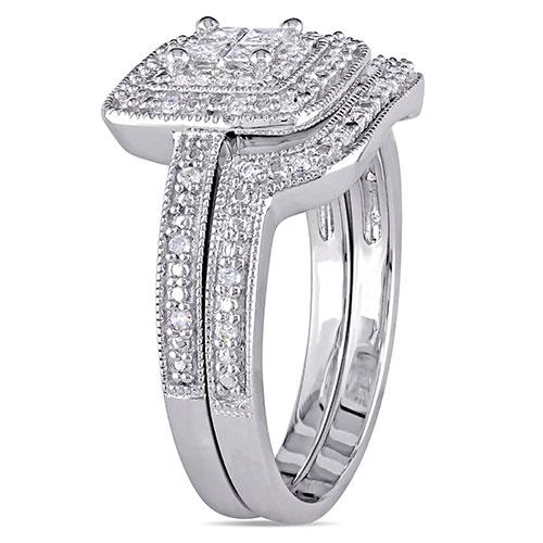Loveblooms(tm) Princess & Round 1/3ctw. Diamond Bridal Ring Set alternate view