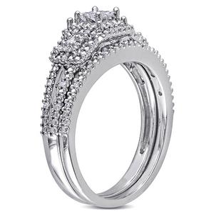 Loveblooms(tm) Princess & Round Diamond Bridal Ring Set alternate view