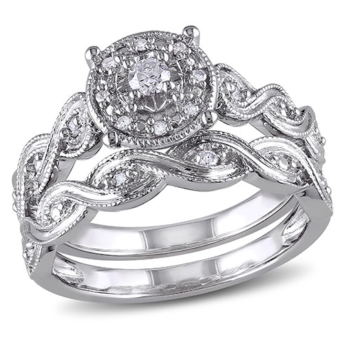 Loveblooms(tm) 1/5ctw. Round Diamonds Bridal Ring Set