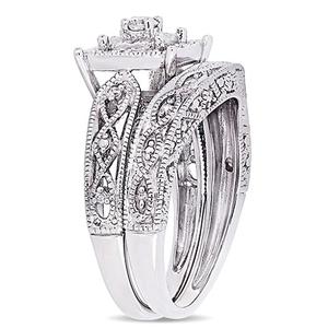 Loveblooms(tm) Sterling Silver Diamonds Bridal Ring Set alternate view