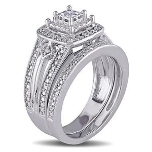 Loveblooms(tm) Sterling Silver 1/4ctw. Diamond Bridal Ring Set alternate view