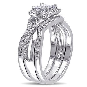 Loveblooms(tm)  Princess & Round Diamond Bridal Ring Set alternate view