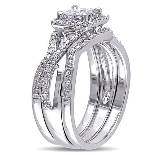 Loveblooms(tm)  Princess & Round Diamond Bridal Ring Set alternate view