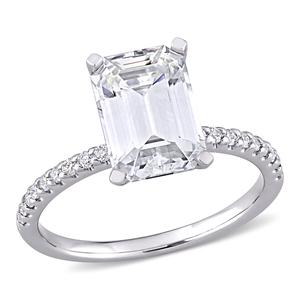 Diamond Classics(tm) 10kt. White Gold Emerald Moissanite Ring