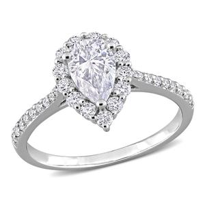 Gemstone Classics(tm) Sterling 1 3/8kt. Dew Moissanite Halo Ring