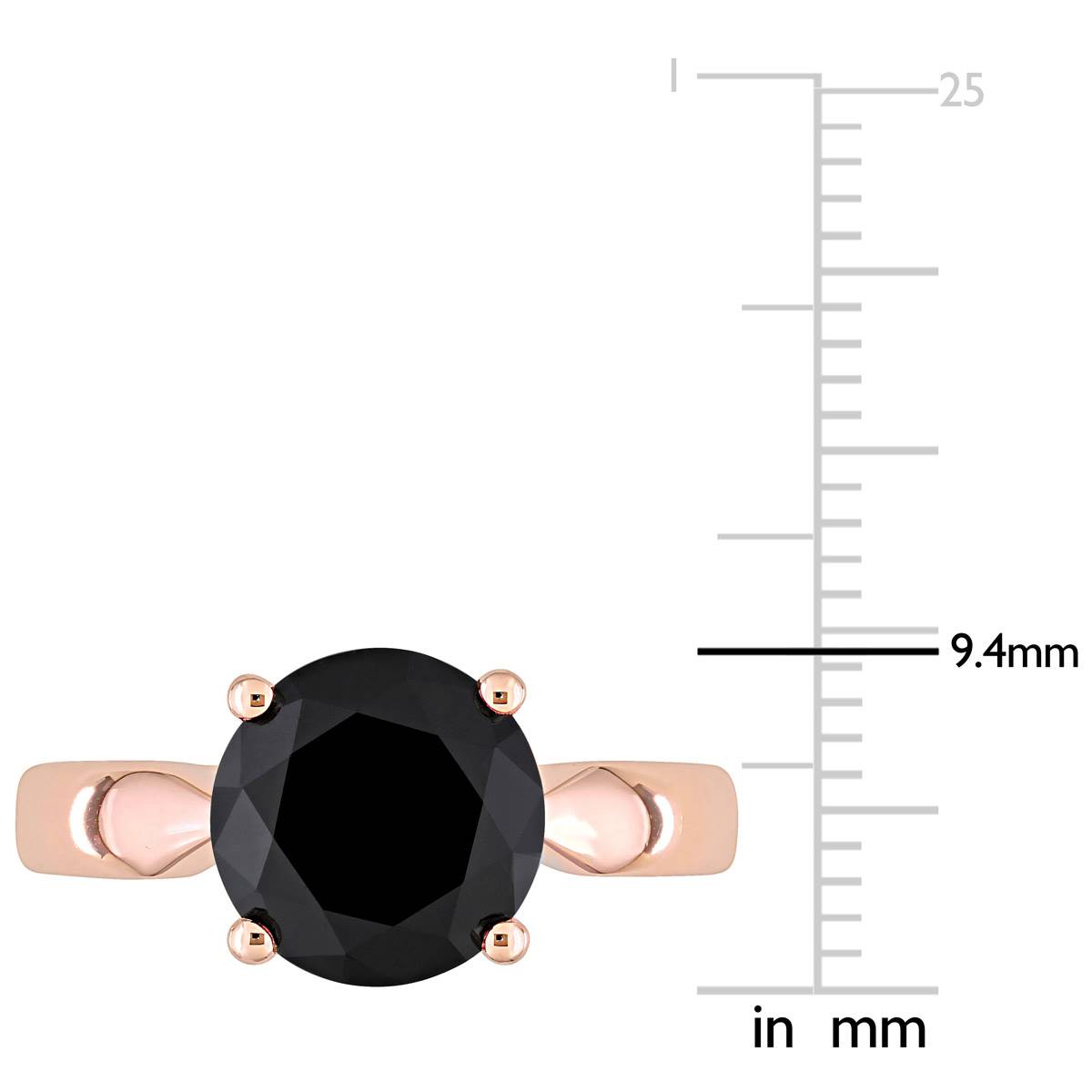 Radiant Rainbow(tm) Rose Gold 3ctw. Black Diamond Ring