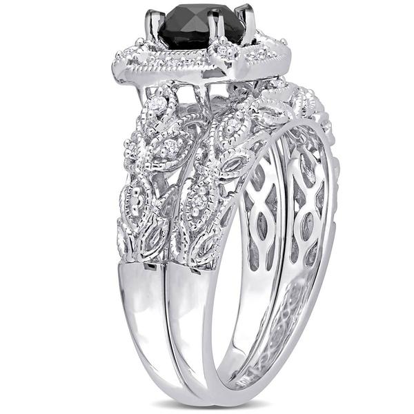 Radiant Rainbow(tm) Sterling Silver Diamond Bridal Ring Set alternate view