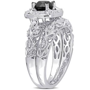 Radiant Rainbow(tm) Sterling Silver Diamond Bridal Ring Set alternate view