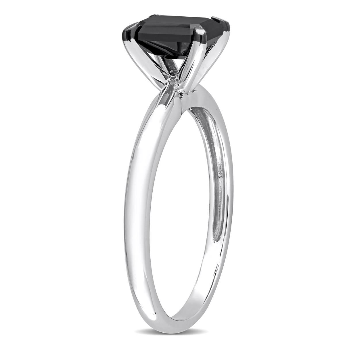 Radiant Rainbow(tm) White Gold Emerald-Cut Black Diamond Ring