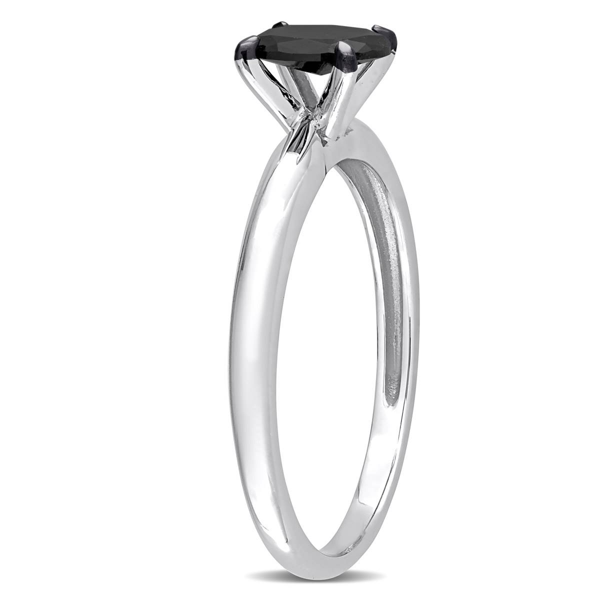 Radiant Rainbow(tm) White Gold Black Diamond Engagement Ring