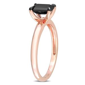 Radiant Rainbow(tm) Rose Gold Emerald-Cut Black Diamond Ring alternate view