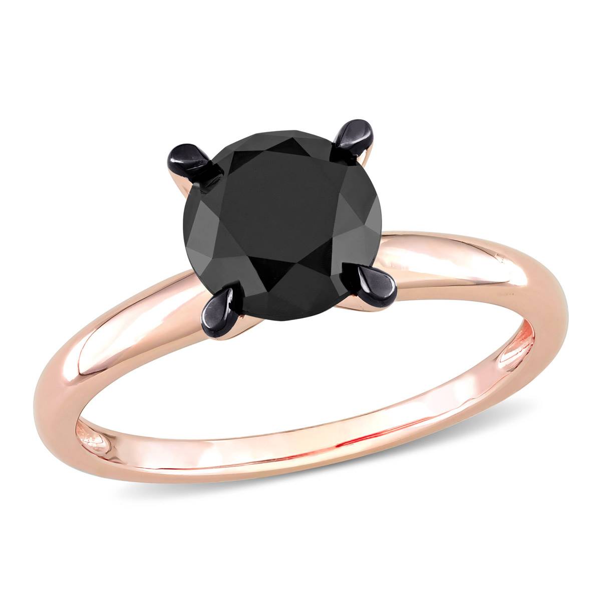 Radiant Rainbow(tm) Rose Gold Black Diamond Engagement Ring