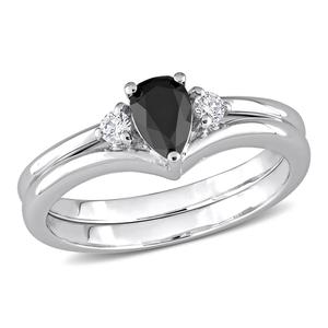 Radiant Rainbow(tm) 10kt. White Gold 5/8ctw. Pear Diamond Ring