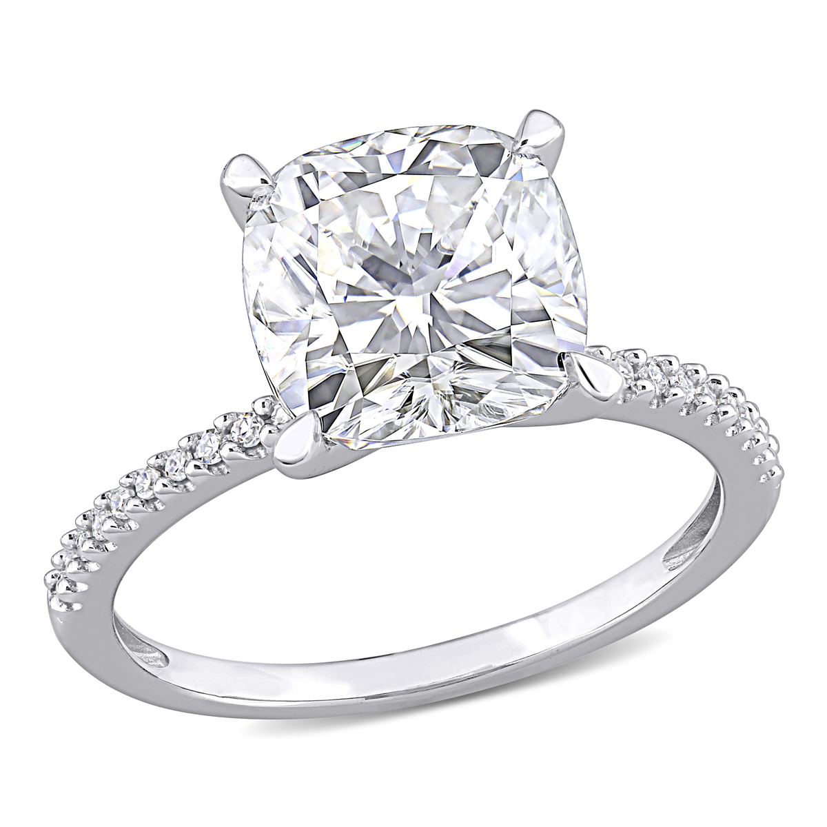 Gemstone Classics(tm) 14kt. White Gold Moissanite & Diamond Ring