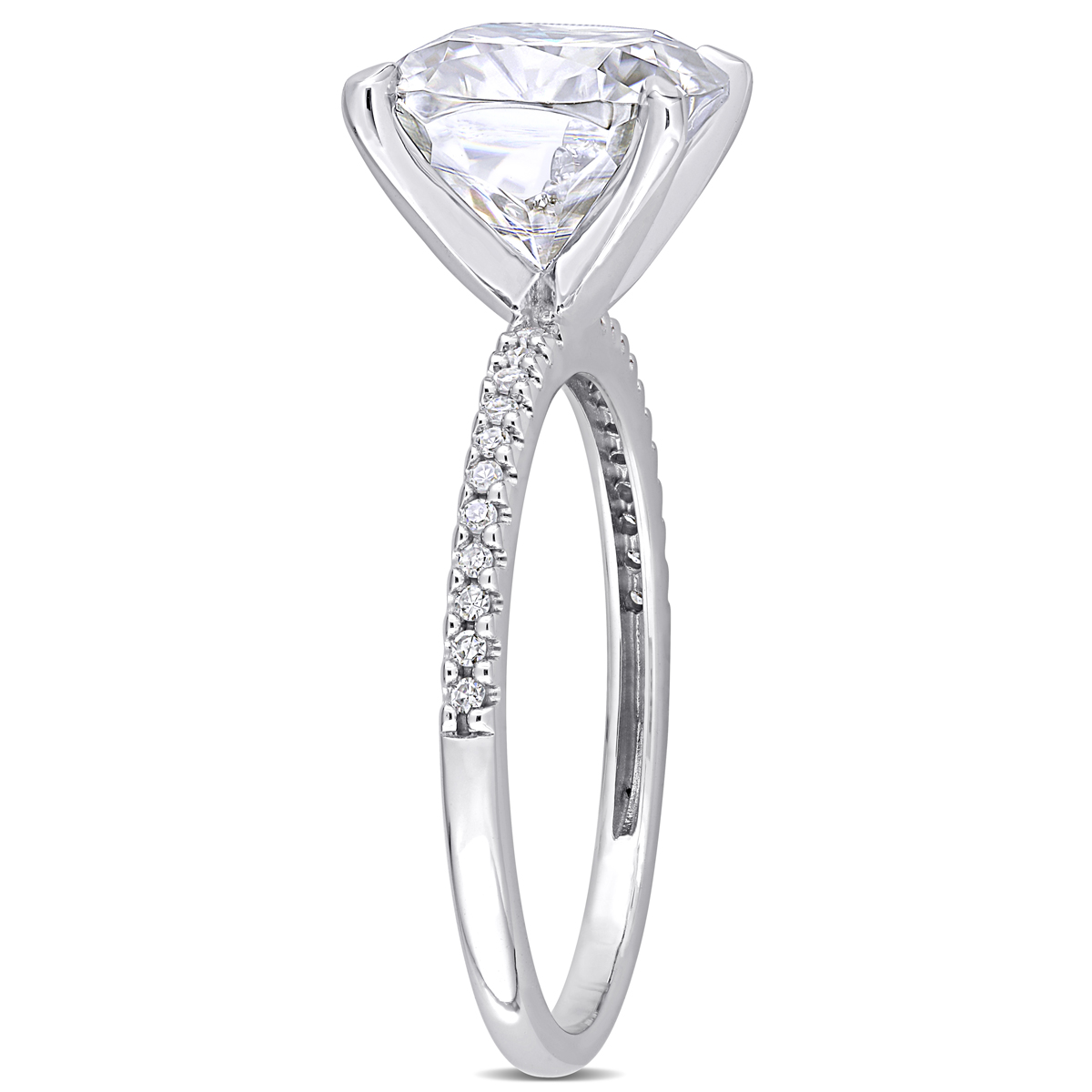 Gemstone Classics(tm) 14kt. White Gold Moissanite & Diamond Ring