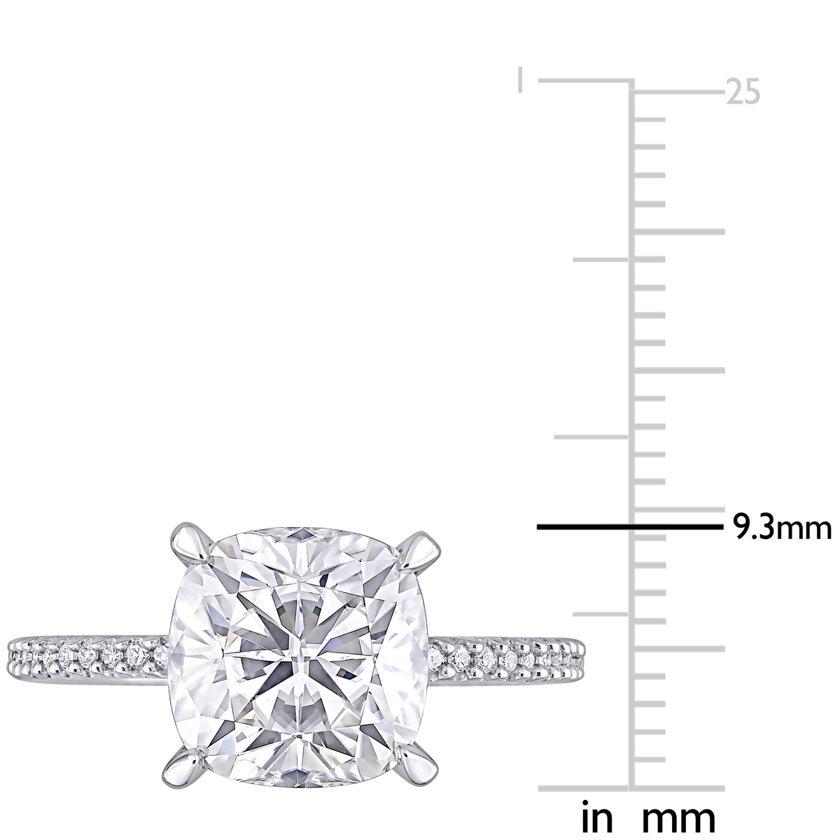 Gemstone Classics(tm) 14kt. White Gold Moissanite & Diamond Ring