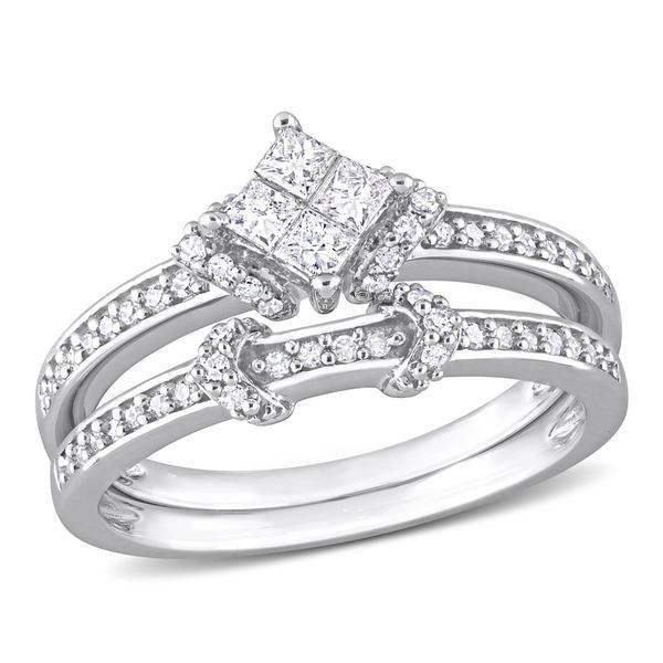 Diamond Classics(tm) 1/2ctw. Princess Diamond Silver Bridal Ring Set