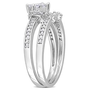 Diamond Classics(tm) 1/2ctw. Princess Diamond Silver Bridal Ring Set alternate view