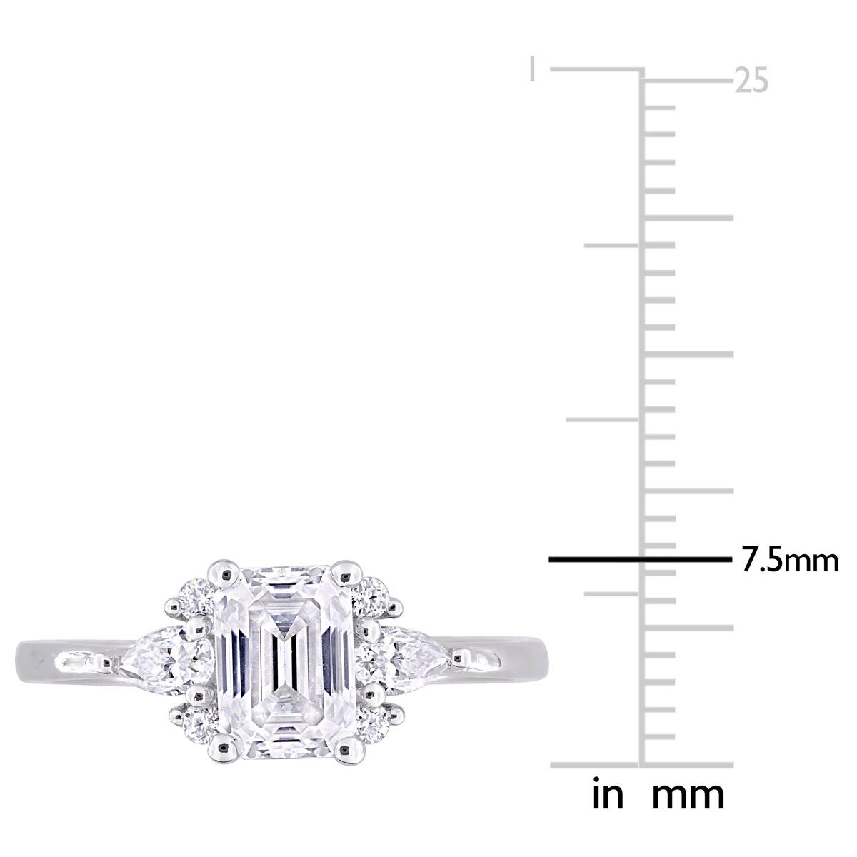 Sterling Silver 1 2/5ctw. White Moissanite Engagement Ring