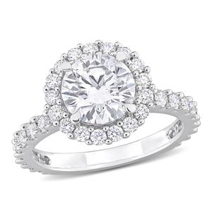 Sterling Silver 2 4/5ctw. White Moissanite Halo Ring