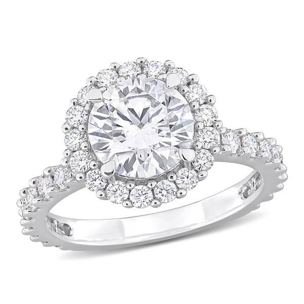 Sterling Silver 2 4/5ctw. White Moissanite Halo Ring