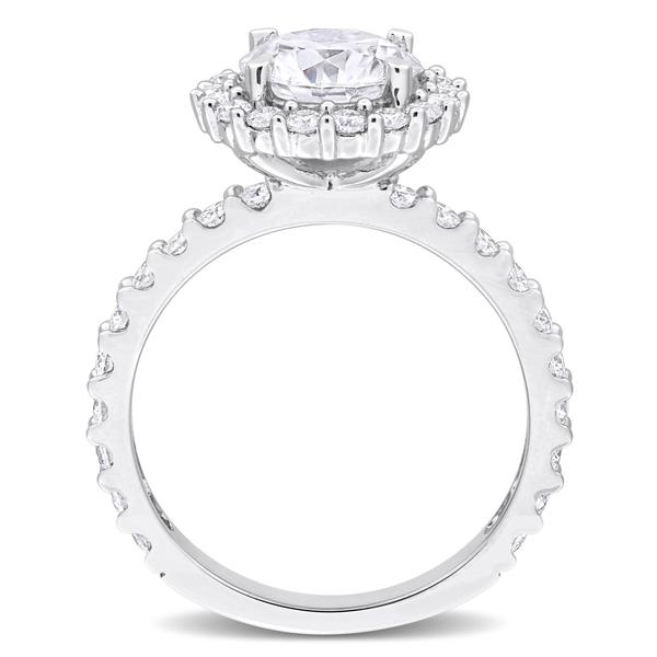 Sterling Silver 2 4/5ctw. White Moissanite Halo Ring alternate view