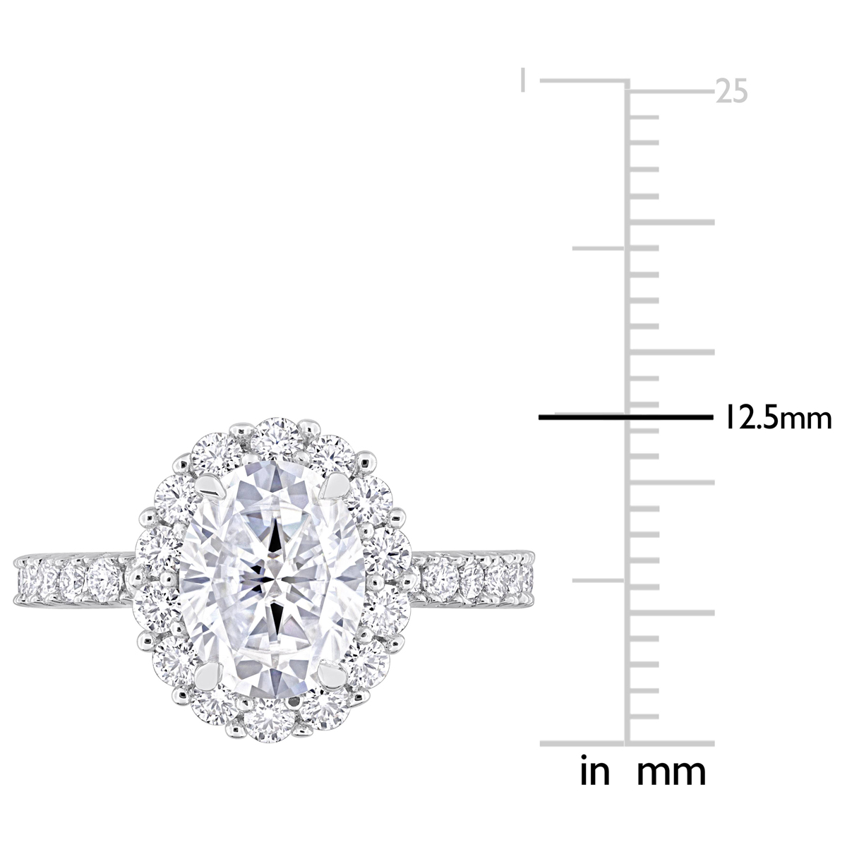 Sterling Silver 2 7/8ctw. White Moissanite Halo Ring