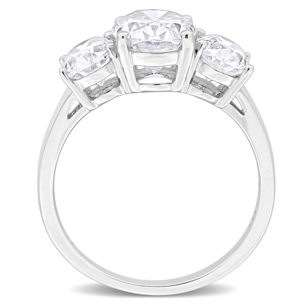 Sterling Silver 4ctw. White Moissanite Three-Stone Ring alternate view