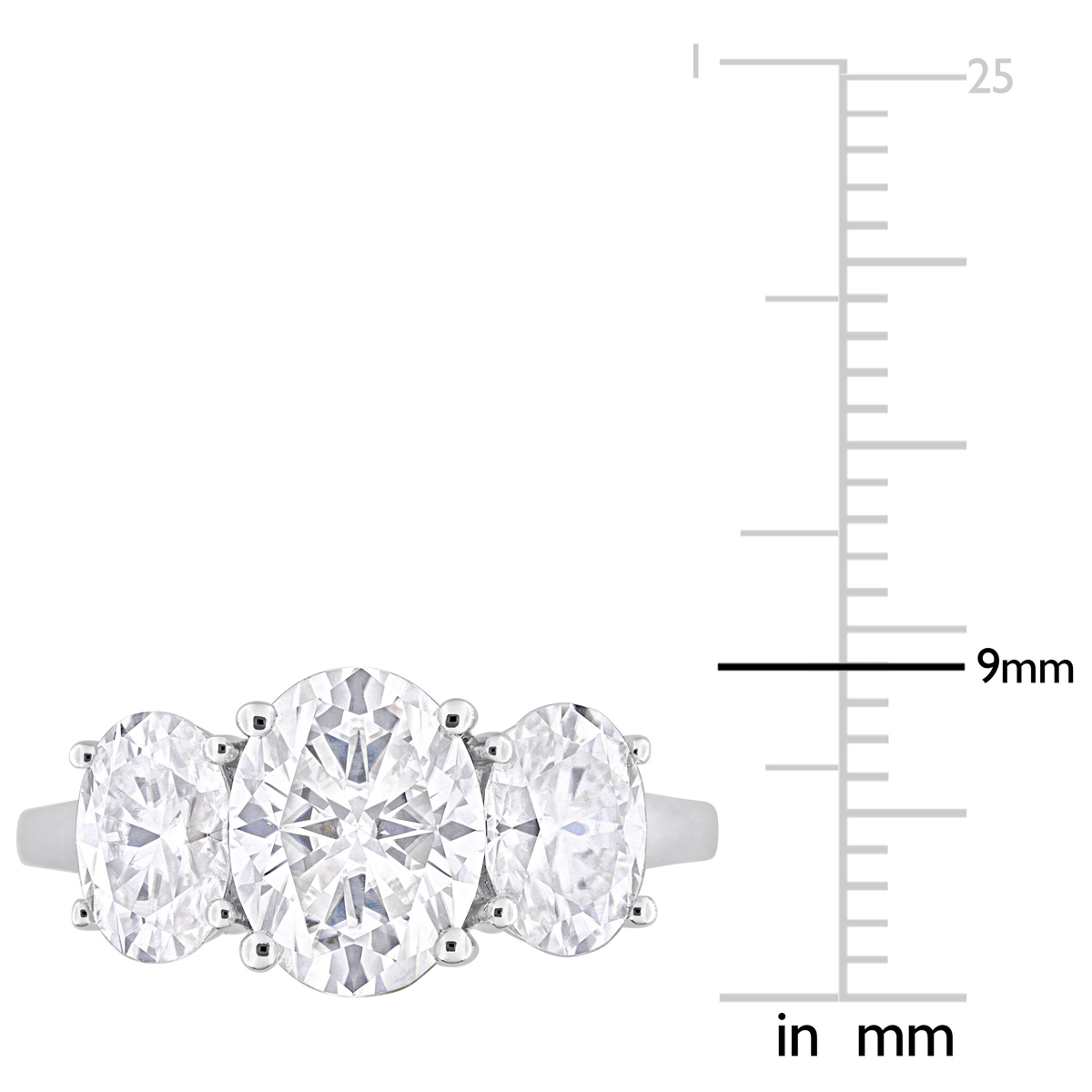 Sterling Silver 4ctw. White Moissanite Three-Stone Ring