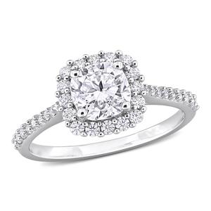 Sterling Silver 1 3/8ctw. Created White Morganite Halo Ring