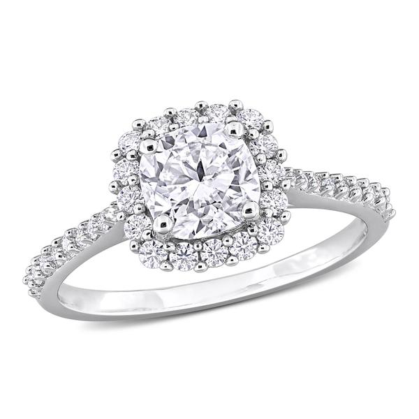 Sterling Silver 1 3/8ctw. Created White Morganite Halo Ring