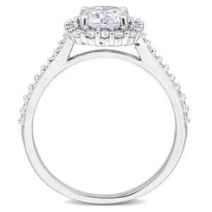 Sterling Silver 1 3/8ctw. Created White Morganite Halo Ring alternate view