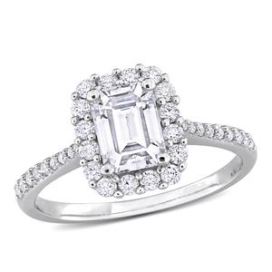 Sterling Silver 1 3/8ctw. Created White Moissanite Halo Ring