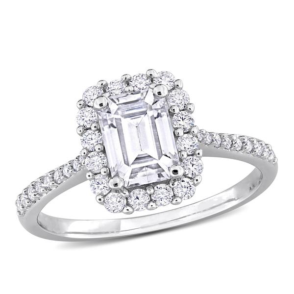 Sterling Silver 1 3/8ctw. Created White Moissanite Halo Ring