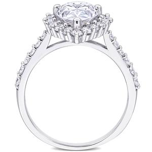 Sterling Silver 2 3/4ctw. White Moissanite Pear Halo Ring alternate view