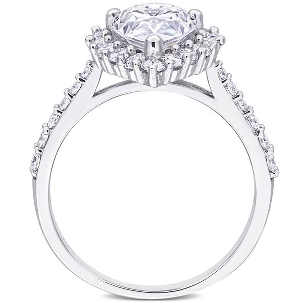 Sterling Silver 2 3/4ctw. White Moissanite Pear Halo Ring alternate view