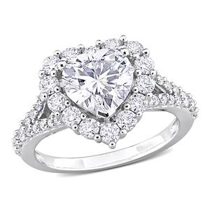Sterling Silver 3ctw. White Moissanite Heart-Shaped Ring