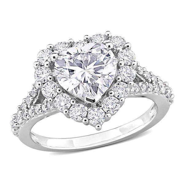Sterling Silver 3ctw. White Moissanite Heart-Shaped Ring