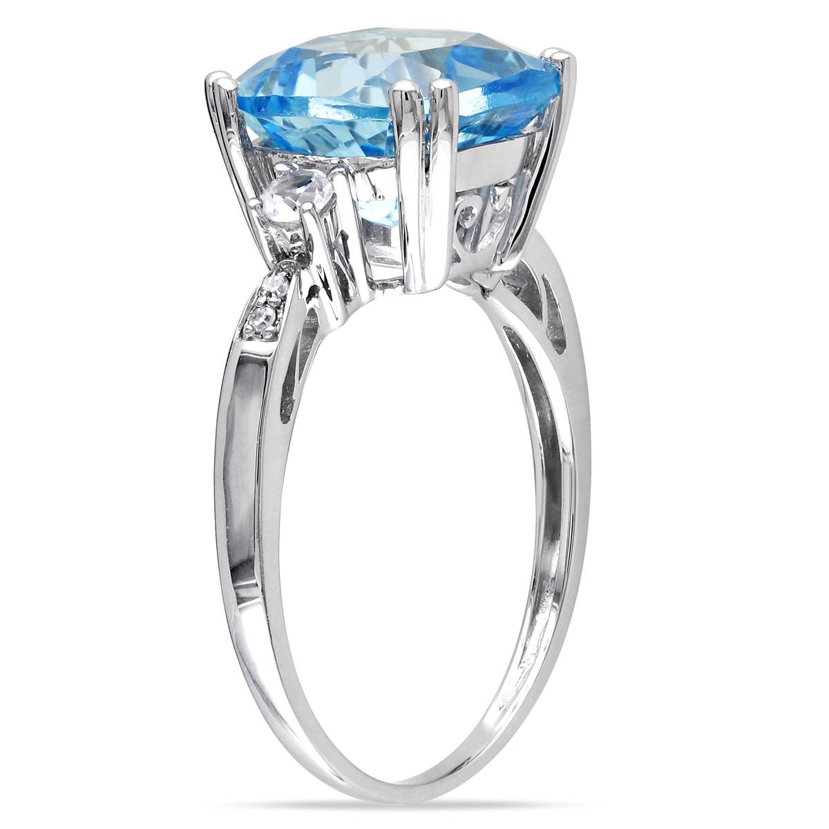 Gemstone Classics(tm) White Gold Blue Topaz & Diamond Cocktail Ring