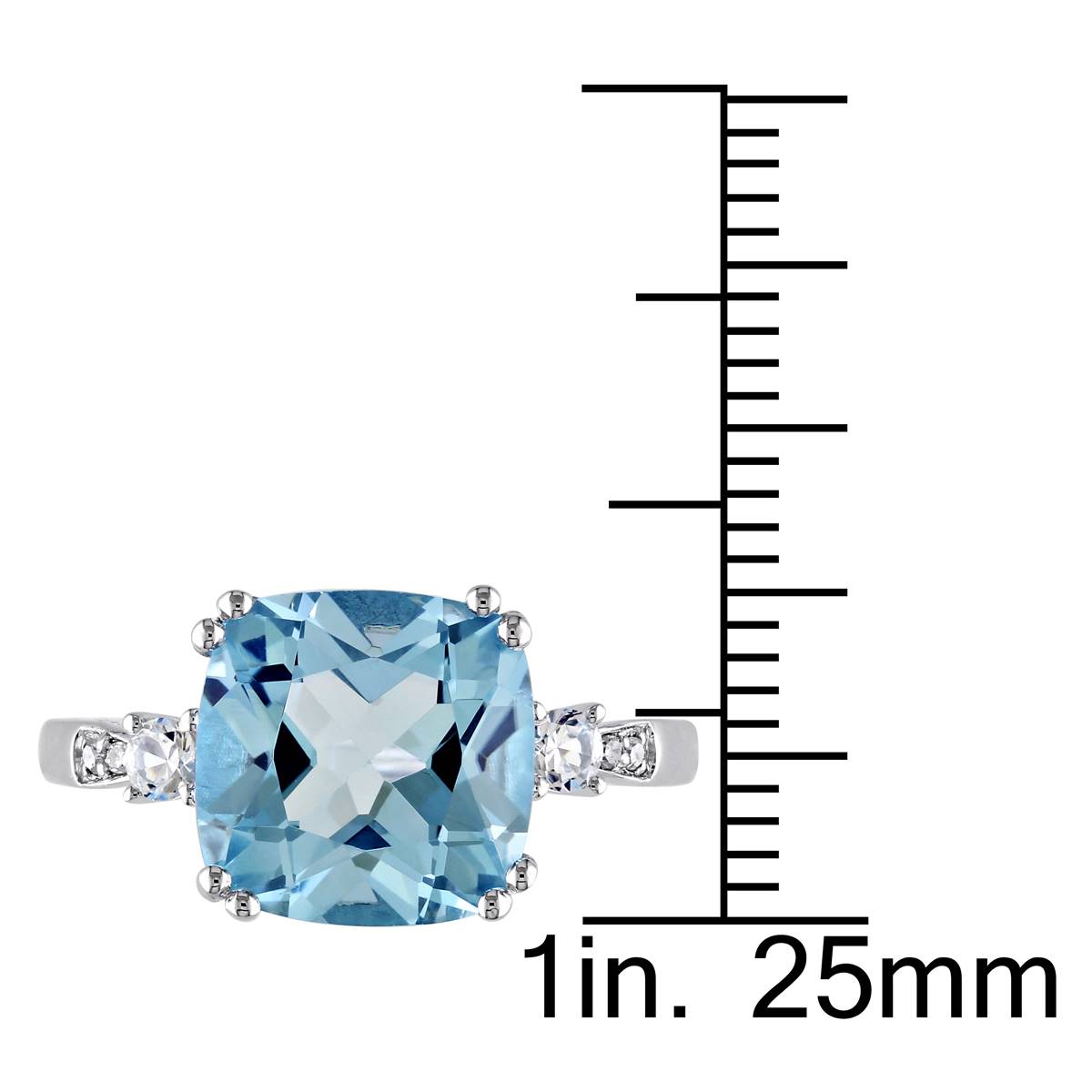 Gemstone Classics(tm) White Gold Blue Topaz & Diamond Cocktail Ring