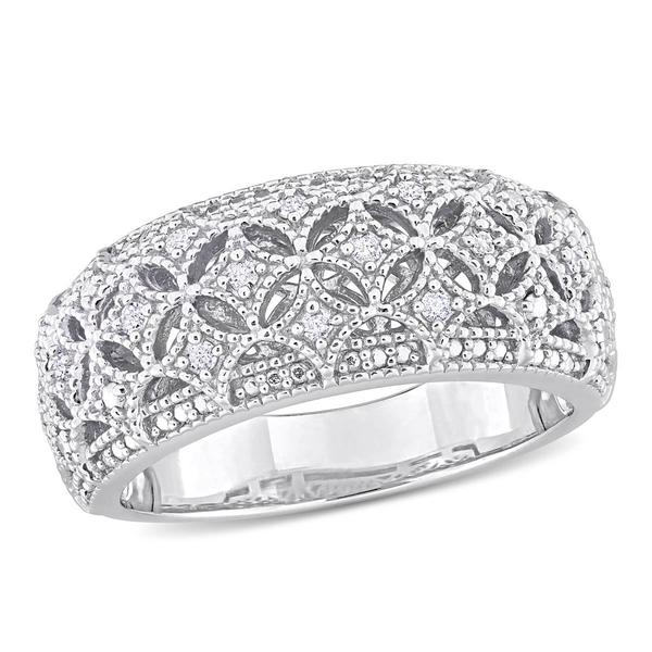 Sterling Silver 1/10ctw. Diamond Wide Band Eternity Ring