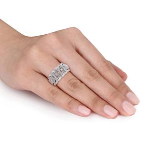 Sterling Silver 1/10ctw. Diamond Wide Band Vintage Ring alternate view