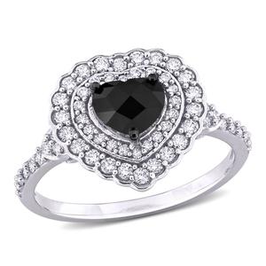 Sophia B 1 1/4ctw. Black & White Heart-Rose Cut Diamond Ring