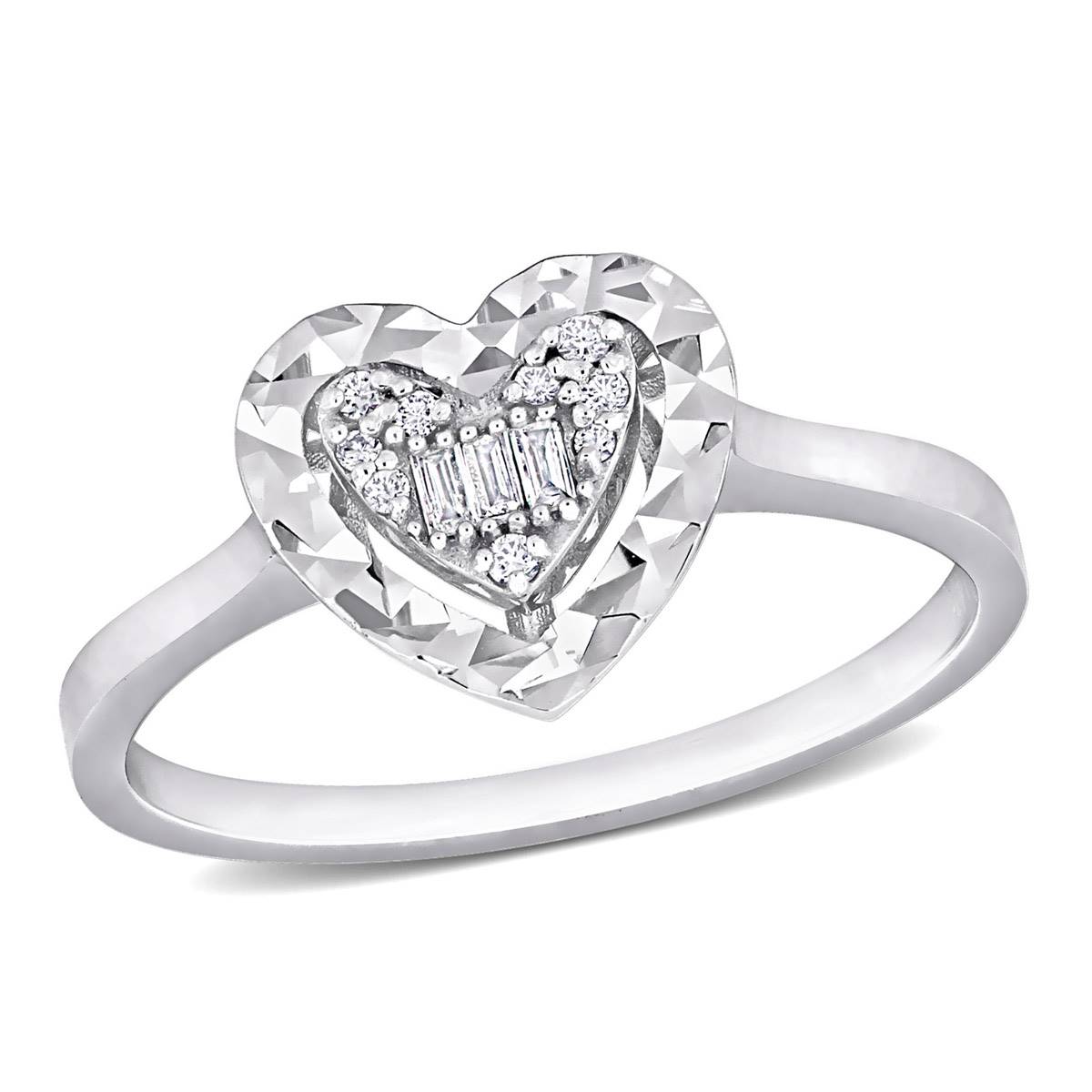 Sophia B 1/8ctw. 14kt. White Gold Baguette Heart Diamond Ring