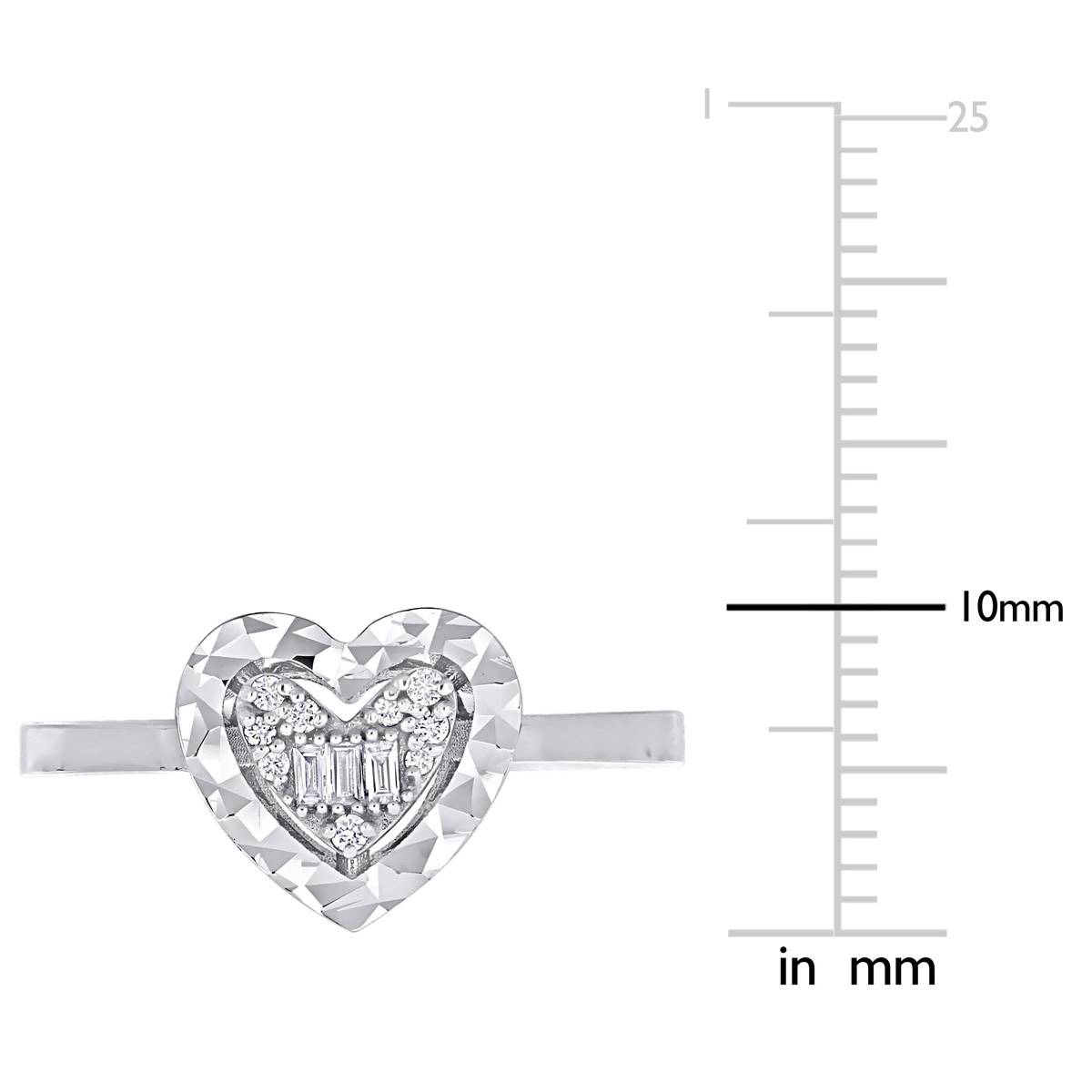 Sophia B 1/8ctw. 14kt. White Gold Baguette Heart Diamond Ring