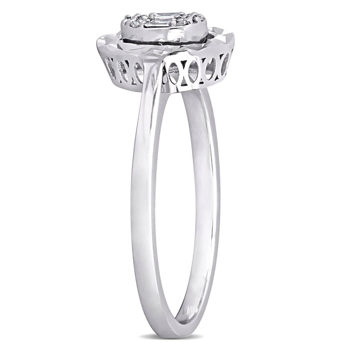 Sophia B 1/8ctw. 14kt. White Gold Baguette Oval Diamond Ring