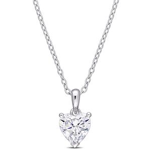 Sterling Silver 1ctw. Heart Moissanite Pendant Necklace
